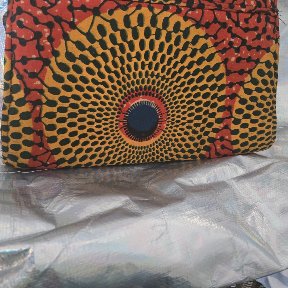Vibrant Red and Yellow Patterned Clutch